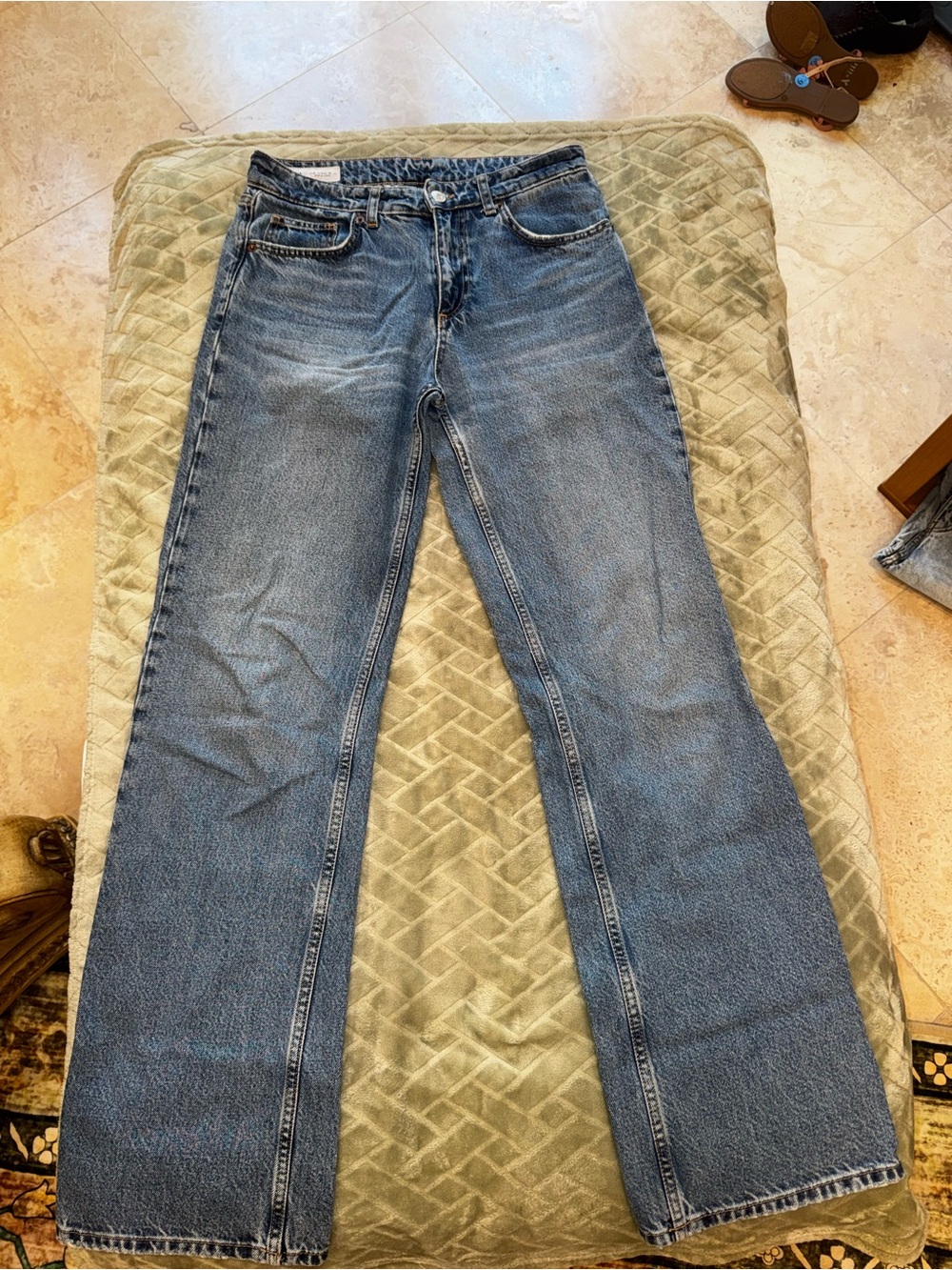 ZARA Women’s Size 4 Wide Leg Jeans High Rise Medium Wash Blue Denim